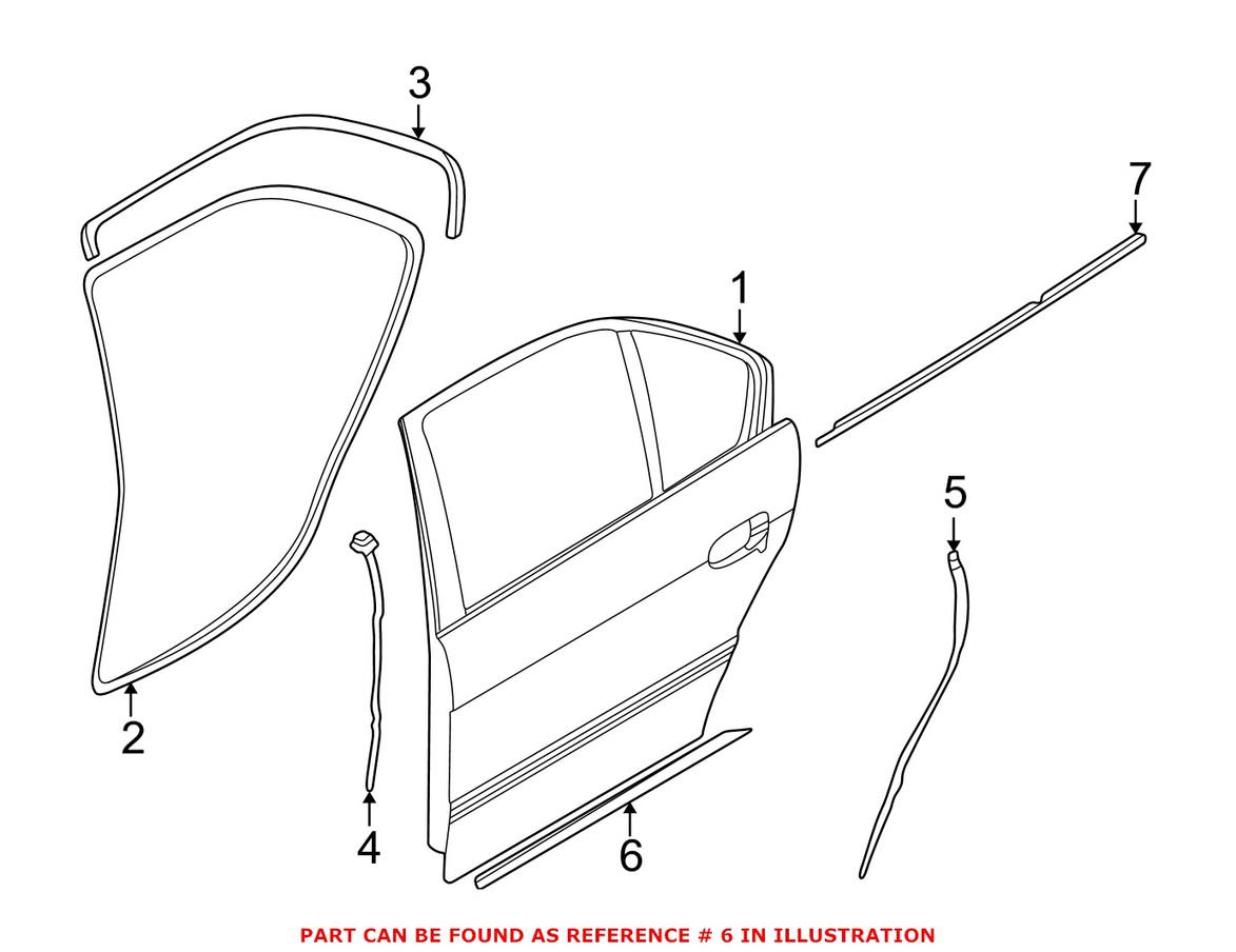 BMW Door Weatherstrip - Rear Driver Side Lower 51228150709